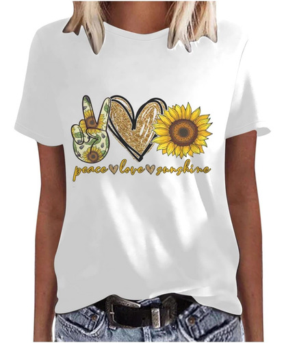 Dama's Cute Sunflower Graphic Shirts Summer Casual Short