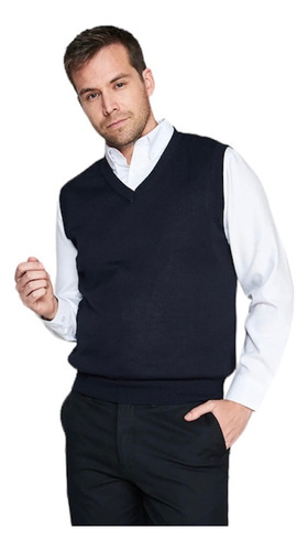 Sweater Sin Mangas Cuello En V Ejecutivo Casual Algodón