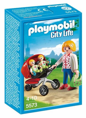 Imagen 1 de 5 de Playmobil Mama Con Carrito De Gemelos 5573 City Life Edu