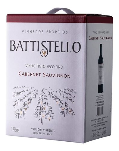 Vinho Battistello Cabernet Sauvignon Tinto Bag In Box 3lts