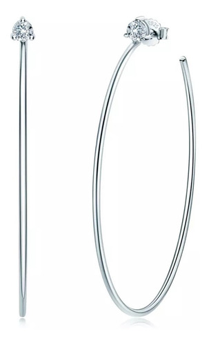 Aros Maxi Argolla Moissanita, Plata 925 Baño Oro Fiesta 60mm