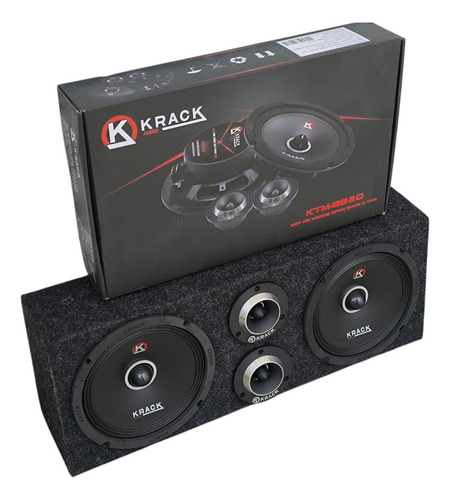 Set De Medios Krack 8 Tweeter Ktm-8520 + Cajon Open Show Color Negro