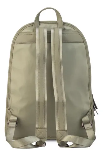Mochila Tipo Impermeable Y Simil Cuero Bolsillos Lincolns Salvia