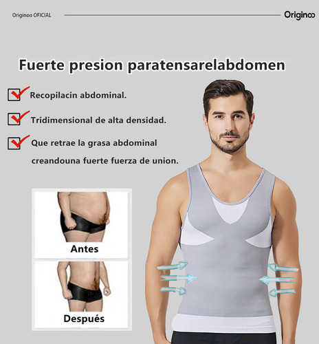 2pzs Playeras Faja Playeras Reductora Moldeadora Para Hombre 2*blanco G