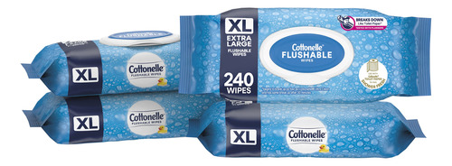 Cottonelle Toallitas Humedas Xl Para Adultos, 4 Paquetes Con