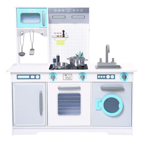 Cocina De Madera Para Niños Con Accesorios Color Blanco
