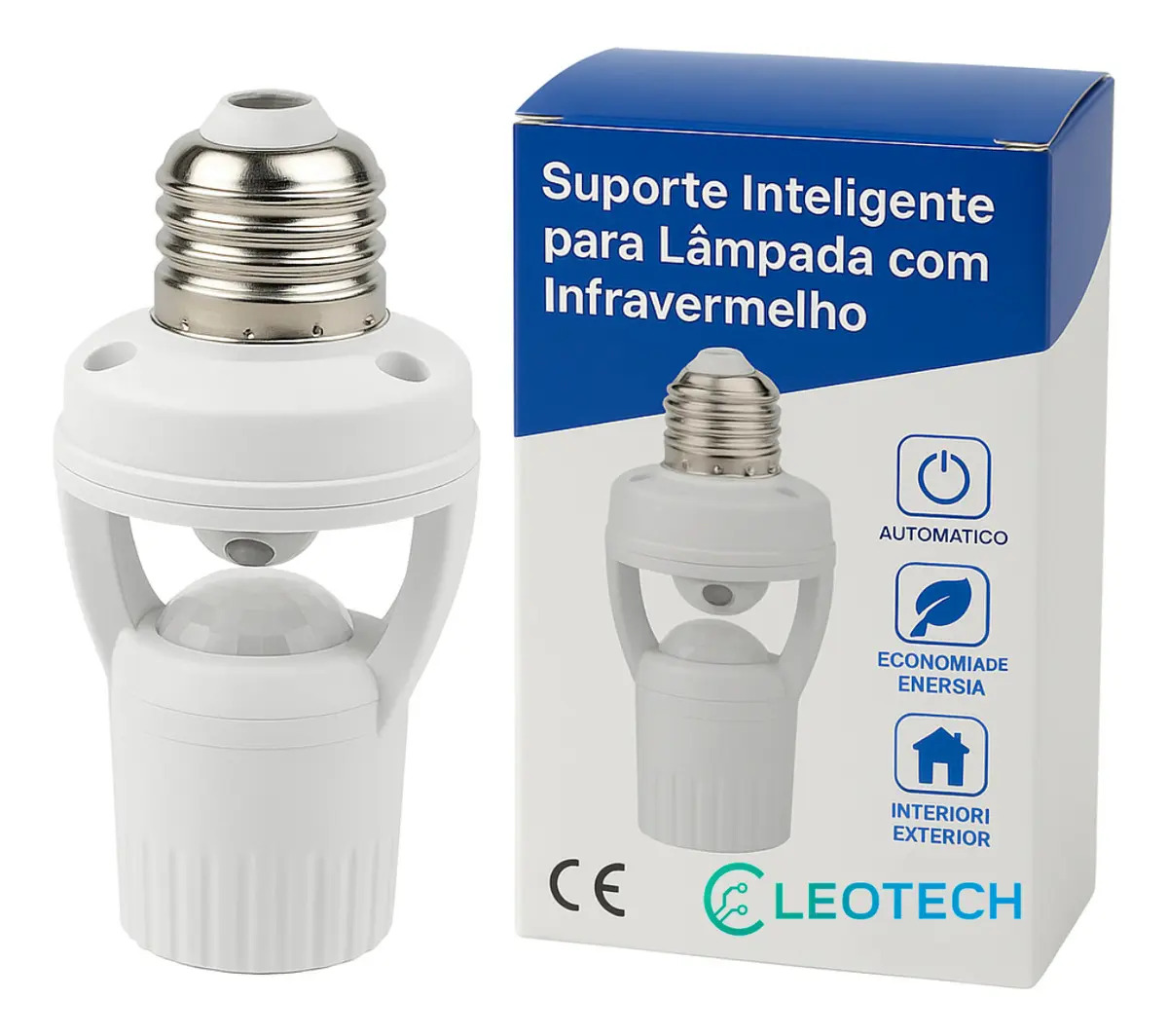Sensor D/ Presença C/ Fotocélula Soquete Lâmpada Bocal E27