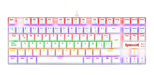 Teclado Gamer Redragon Kumara K552 Rainbow White Red