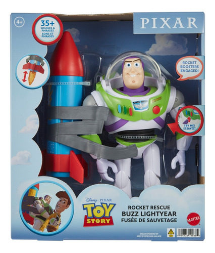 Disney Pixar Toy Story Figura De Acción Buzz Con Cohete 12