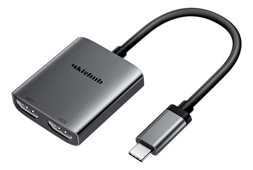 Mkighub Adaptador Usb C A Hdmi Dual 4k 60hz, Tipo C (thunder