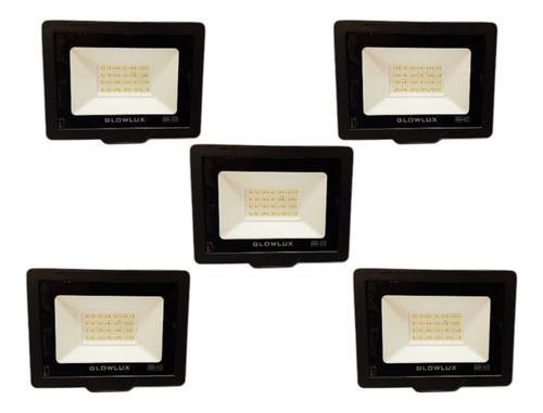 Pack X5 Proyector Reflector Led 30w Frío Glowlux - E. A. -