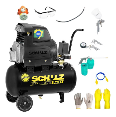 Compressor De Ar Csi6 Schulz 20l + Kit De Pintura E Acess