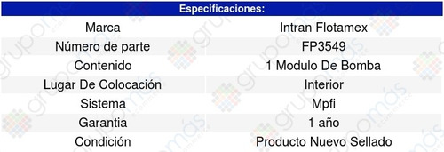 Módulo Bomba Gasolina Buick Rainier Cxl 4.2l L6 2004 Intran
