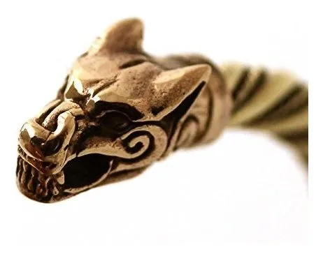 Pulsera Brazalete Nórdico Fenrir Lobo, Joyería Pagana.
