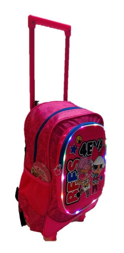 Imagen 1 de 5 de Mochila Carro Escolar Lol Surprise Con Luces Led 18´´ Nuevas