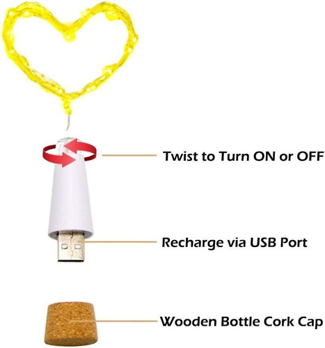 Corchos De Botella De Vino Con Luces Ledes, Usb, Con Suminis