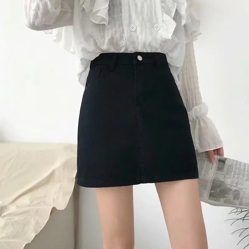 Minifalda De Mezclilla En Forma De A Para Mujer, Adelgazante
