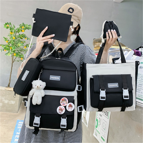 Set De 4 Mochilas Bolsas Escolares Estudiante Lapicera Moda