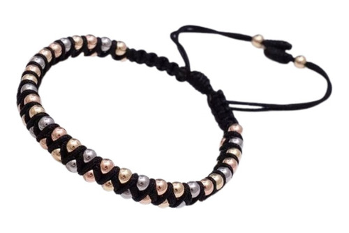 Manilla Pulsera 60 Esferas Oro Laminado Zig Zag Fina