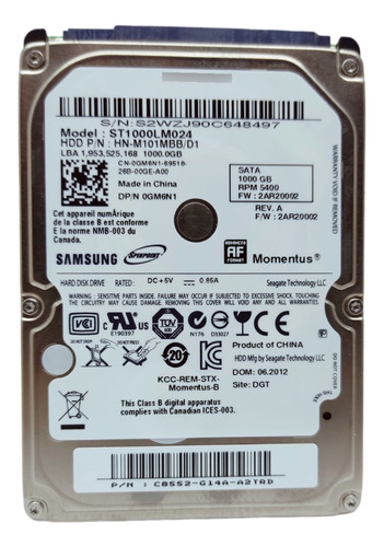 Disco duro HD de 1 TB para ordenadores portátiles - Color plateado