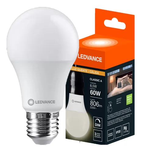 comprar Lampada Led Bulbo 8,5w Dimerizavel Luz Quente 3000k 220v
