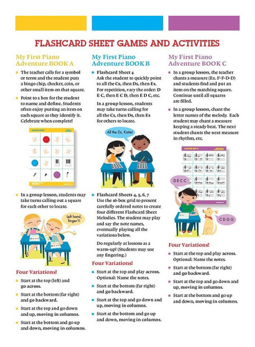 My First Piano Adventure, Flashcard Sheets For Levels, A,b &