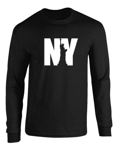 Camibuso  New York City Negro Camiseta Manga Larga