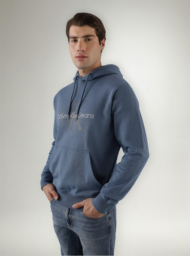 Polerón Con Gorro Seasonal Monologo Azul Calvin Klein
