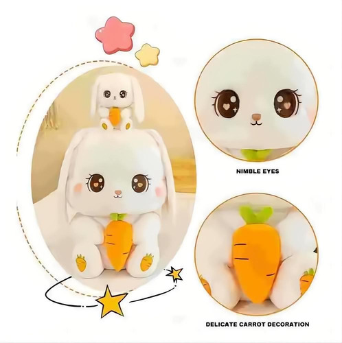 Peluche Conejo Con Zanahoria Grande Tierno Kawai Jumbo 50cm