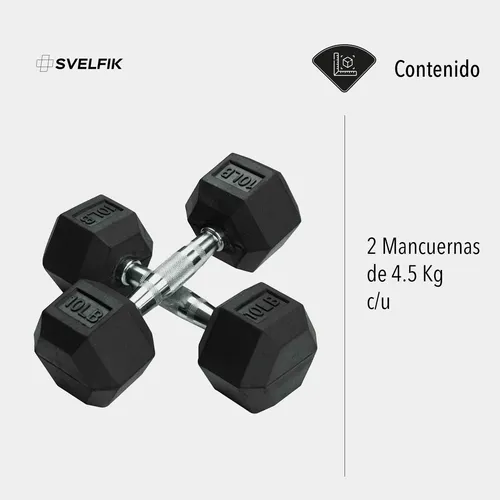 Kit Set Par De Mancuernas Pesas Hexagonales 10 Lb 5 Kg Ms - $ 655