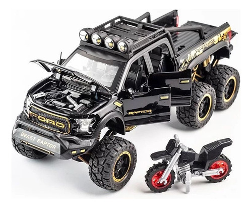 Ford Raptor F150 Tuning Edition Miniatura Metal Autos 1:28 Color Negro