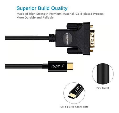 Usb-c A Vga, Cabledeconn Thunderbolt 3 Tipo C A Vga Macho Co