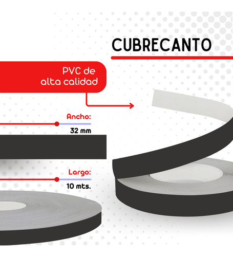 Cubre Canto Pvc 0.45 Oxford 32mm (10mtrs)
