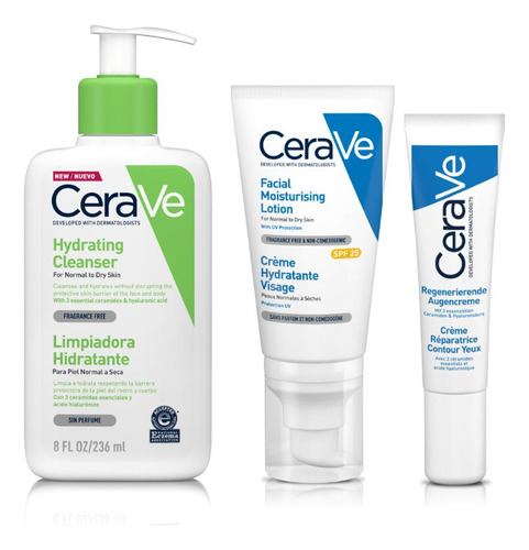 Pack Cerave Loción Limp+hidratante Facial+cr Reparadora Ojos