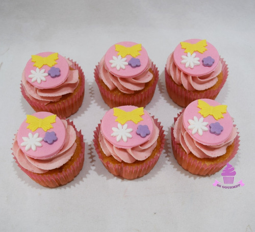 Cupcakes Flores Rosa Margarita Color Tematicos - Mesa Dulce