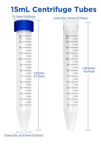 Simpure Centrifuge Tubes 15 Ml, Tubos Conicos Esteriles 50 P