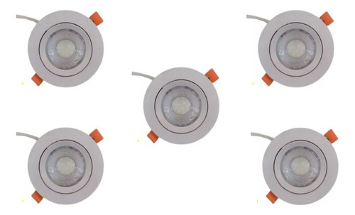 Kit Com 5 Spots Dicroicos Embutir Redondo 12w Branco Frio