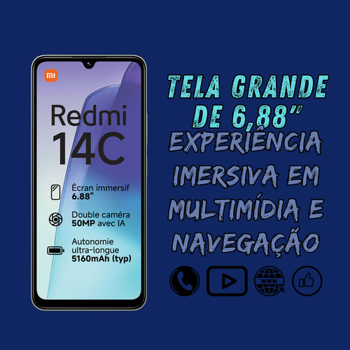 Xiaomi Redmi 14c 256gb + Fone Bt Completo Pronto P/ Uso