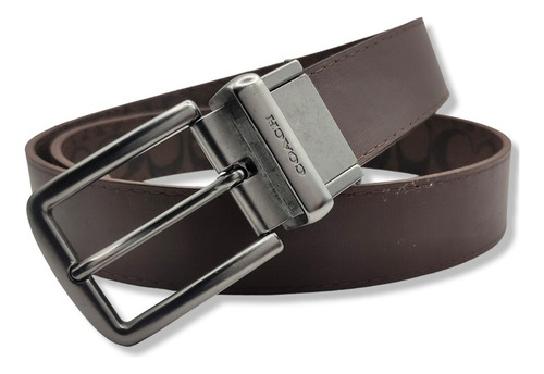 Cinturón Coach Monogram Chocolate Reversible Doble Unisex