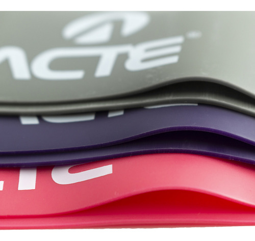 Kit Faixa Elastica T71-R, Yoga e Pilates, Rosa, Roxo e Cinza - Acte