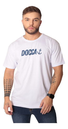 Camiseta Algodão Masculina Com Estampa Âncora Manga Curta 
