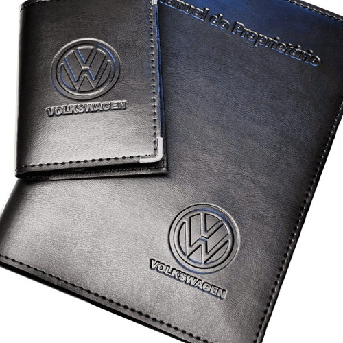 Imagem 1 de 7 de Kit Volkswagen Porta Manual E Porta Documentos Couro Eco