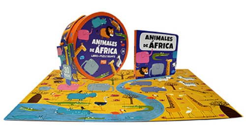 Animales De Africa Libro + Puzzle Gigante - Sassi