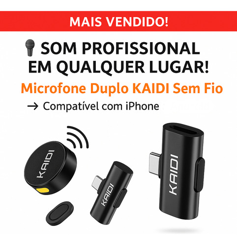 Lapela Sem Fio Kaidi Duplo - Compatível Com iPhone