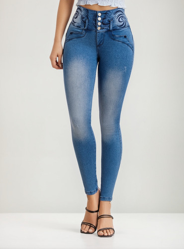 Jean Pushup Colombiano Azul Bota Pitillo - Ultimos Talla 44