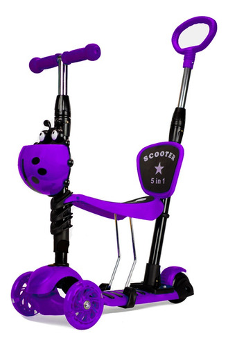 Patineta Scooter Monopatin Triciclo 5 En 1 Caminador Luces
