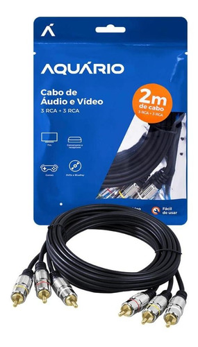Cabo De Vídeo E Audio Para Tvs Tipo Rca Reforçado 2 Metros