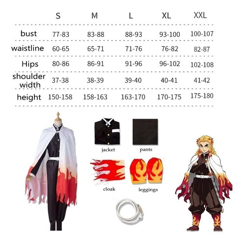 Imagen 2 de 5 de Disfraz De Fiesta Uniforme De Cazador De Demonios Rengoku Ky