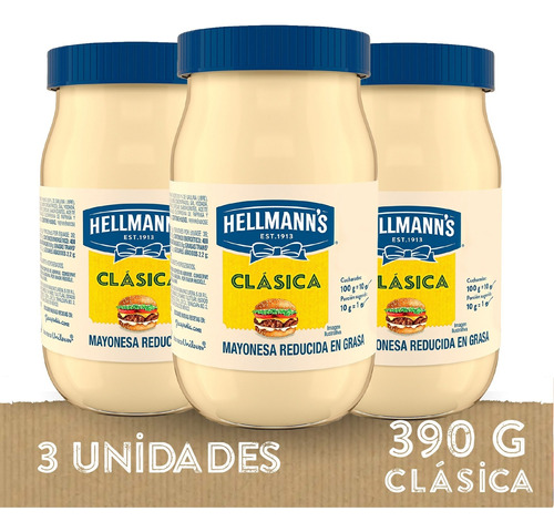 Mayonesa Clásica Hellmanns 390 Gr 3 Unds