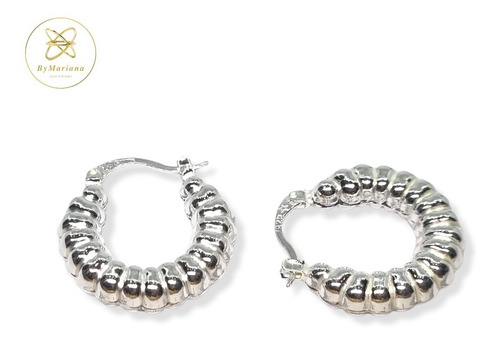 Imagen 3 de 6 de Aros Plata Inflada Argolla
